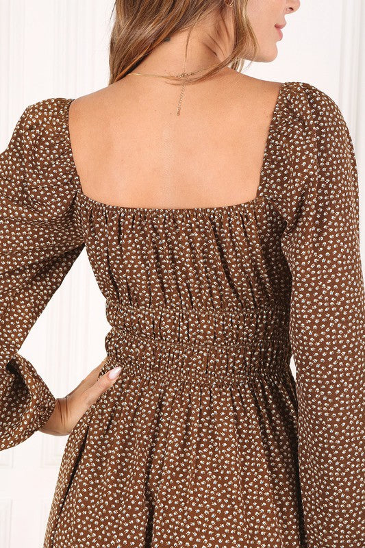 My Favorite Square neck vintage puff dress