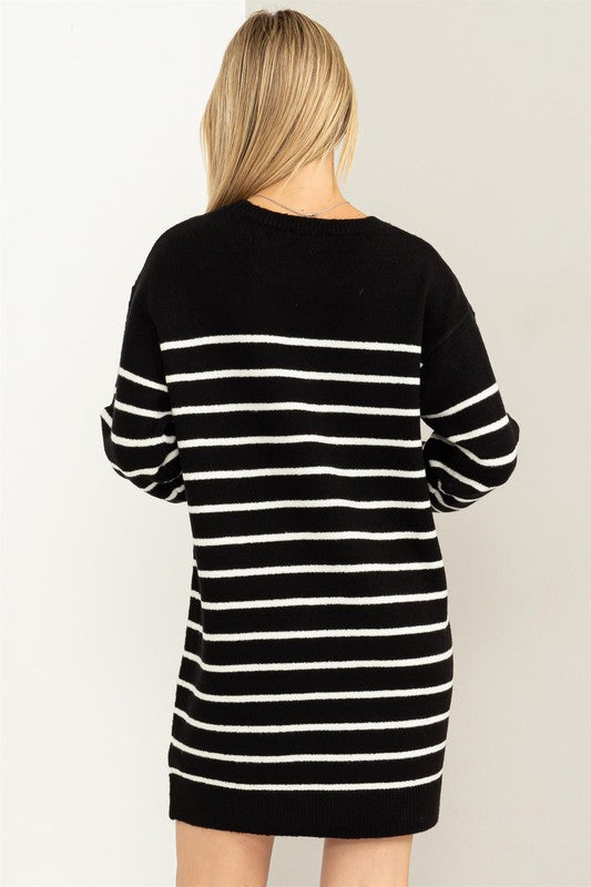 Not An Act Casually Chic Striped Sweater Dress