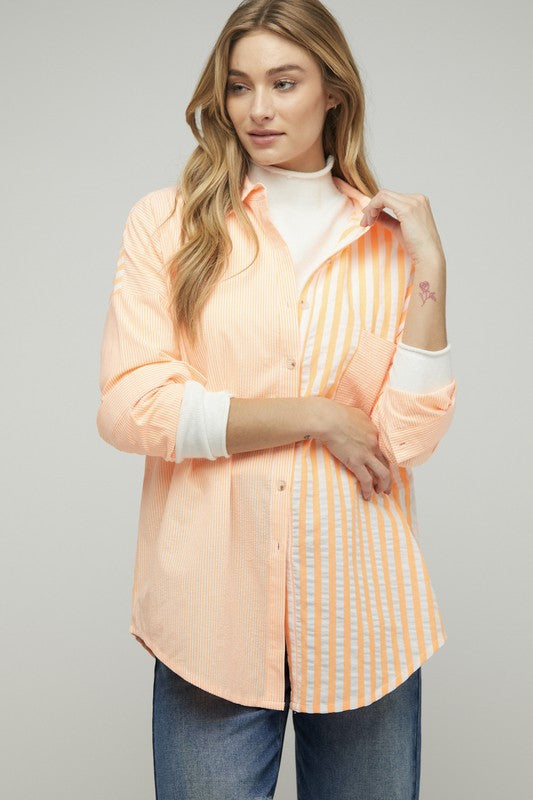 Stripe Button Down Long Sleeve Shirt