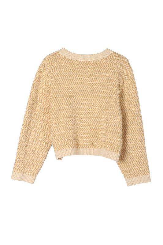 Over Easy Herringbone Crew Neck Sweater