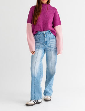 Luna Color Block Oversized Sweater