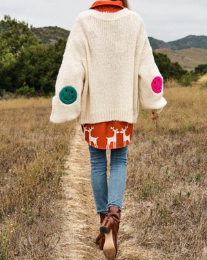 The Fuzzy Smile Long Bell Sleeve Knit Cardigan