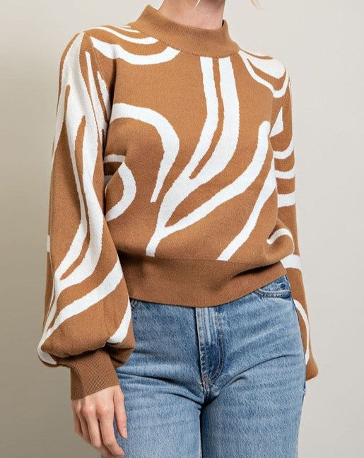 Girrrrlll Mock Neck Printed Sweater