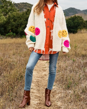 The Fuzzy Smile Long Bell Sleeve Knit Cardigan