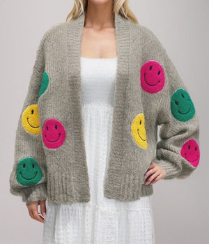 The Fuzzy Smile Long Bell Sleeve Knit Cardigan