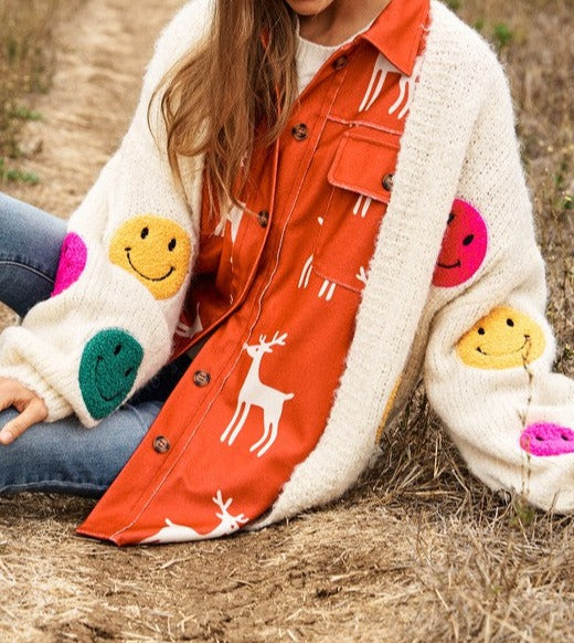 The Fuzzy Smile Long Bell Sleeve Knit Cardigan