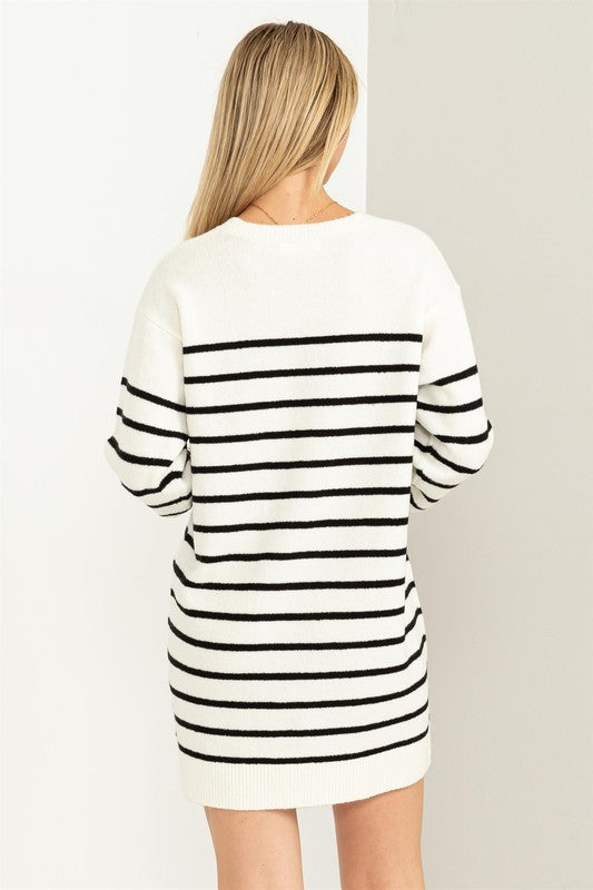 Not An Act Casually Chic Striped Sweater Dress