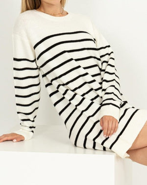 Not An Act Casually Chic Striped Sweater Dress