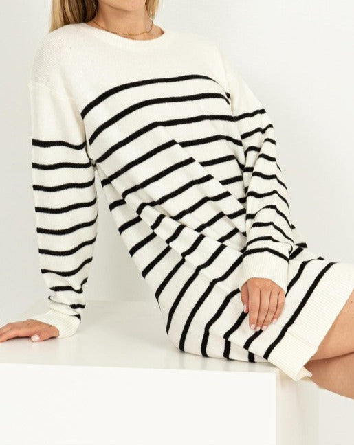 Not An Act Casually Chic Striped Sweater Dress