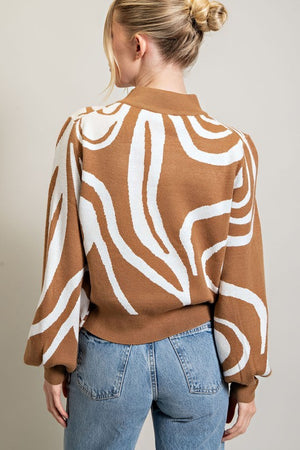 Girrrrlll Mock Neck Printed Sweater