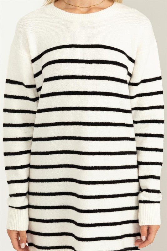 Not An Act Casually Chic Striped Sweater Dress